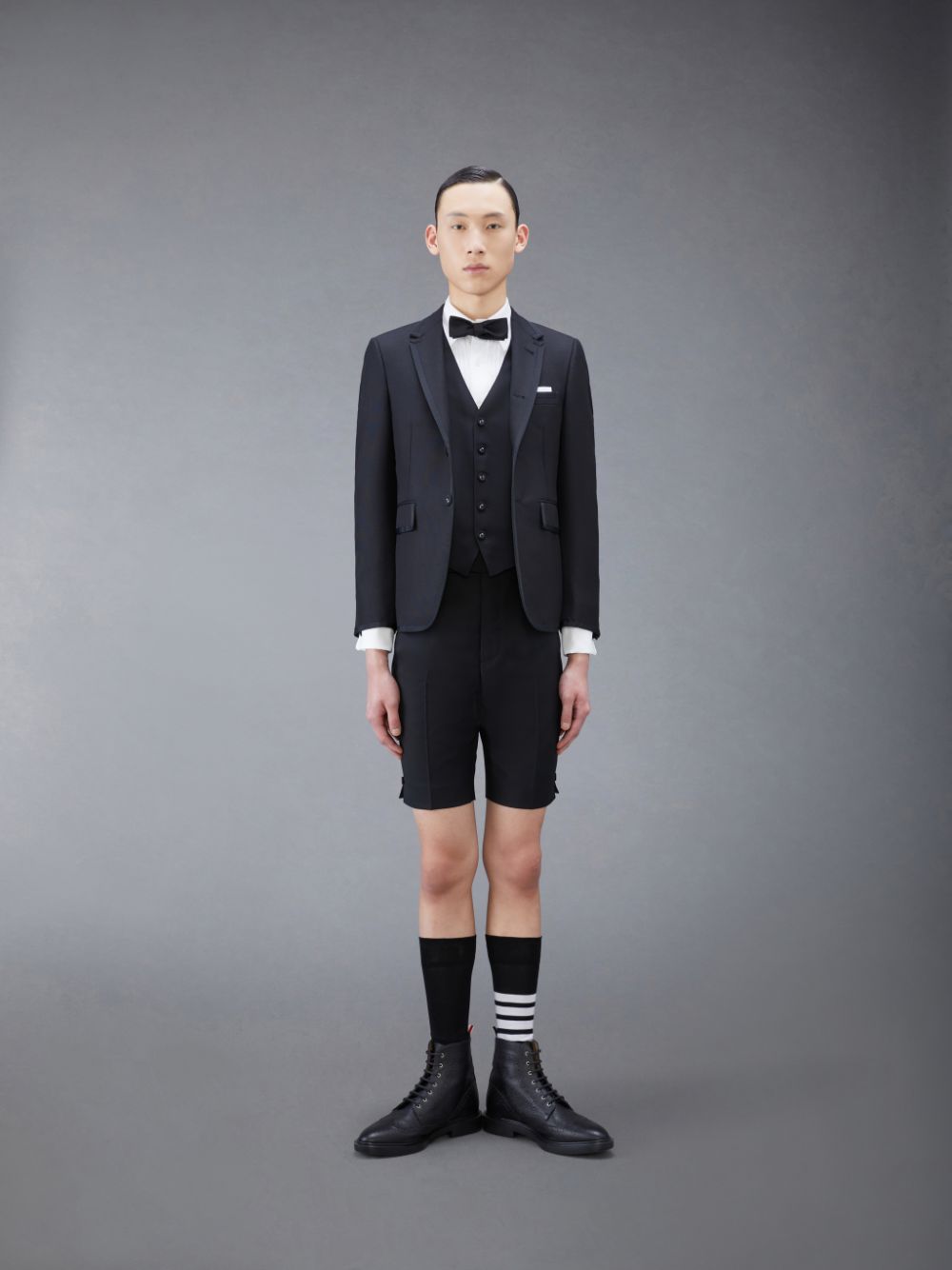 Men Thom Browne Twill Tipping Classic Vest Black | YTA53A54552