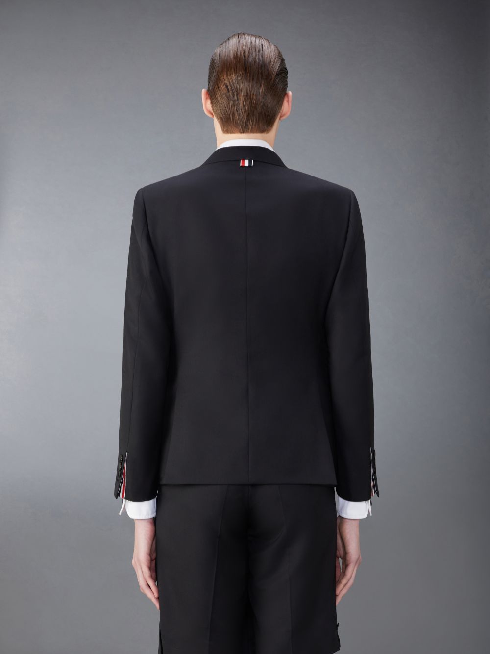 Men Thom Browne Twill Wool Combo Collar Classic Sport Coats Black | OXR92P48030