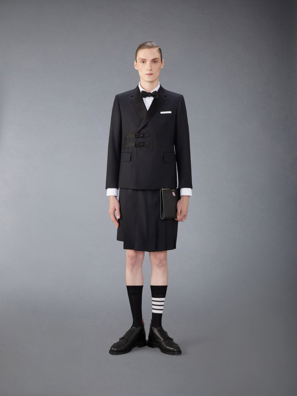 Men Thom Browne Twill Wool Combo Collar Classic Sport Coats Black | OXR92P48030