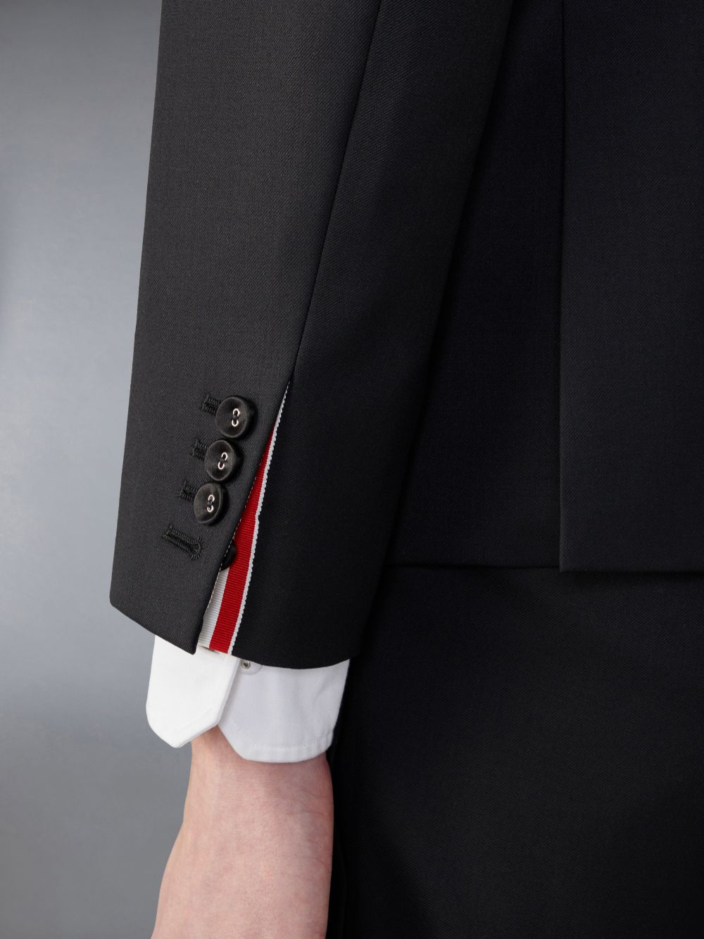 Men Thom Browne Twill Wool Combo Collar Classic Sport Coats Black | OXR92P48030