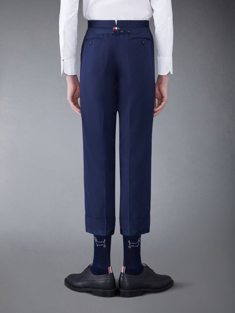 Men Thom Browne Typewriter Cloth Classic Backstrap Pants Blue | EBW76B04872