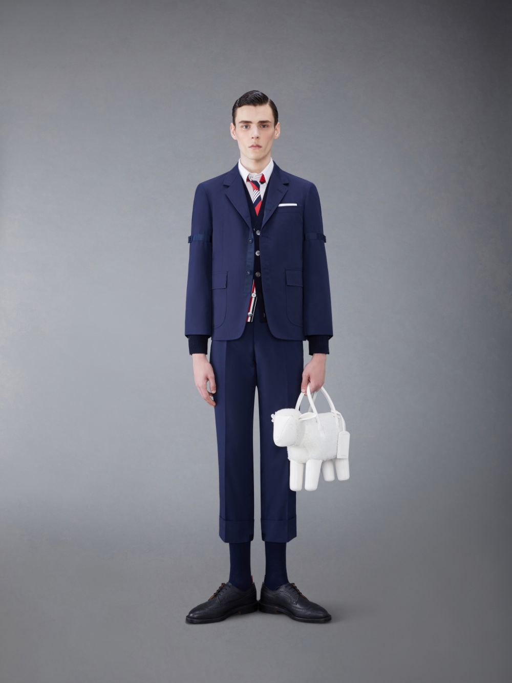 Men Thom Browne Typewriter Cloth Classic Backstrap Pants Blue | EBW76B04872