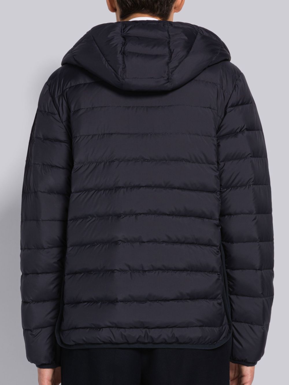 Men Thom Browne ULTRA LIGHT NYLON HOODED DOWN Jackets Blue | LGO00C16021