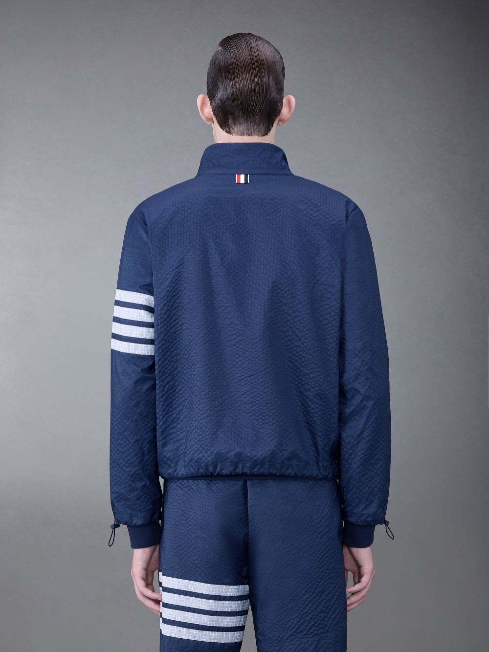 Men Thom Browne Ultralight Ripstop 4-Bar Funnel Neck Jackets Blue | TMR33Y04999