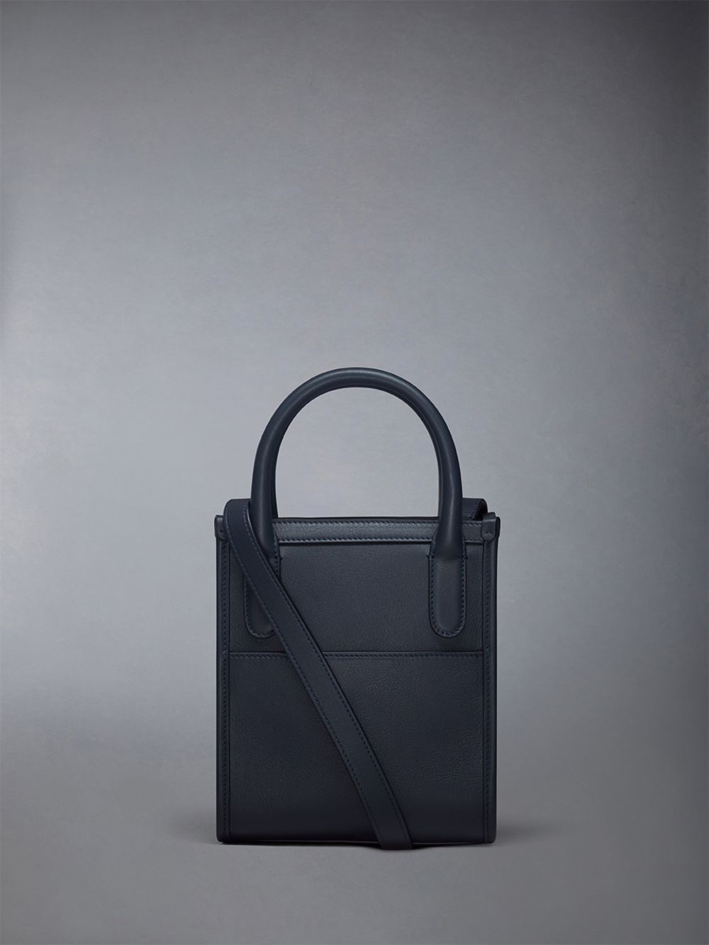 Men Thom Browne Vertical Mini W/ 4 Bar Stripes in Smooth Calf Tote Bags Blue | CBK21G30281