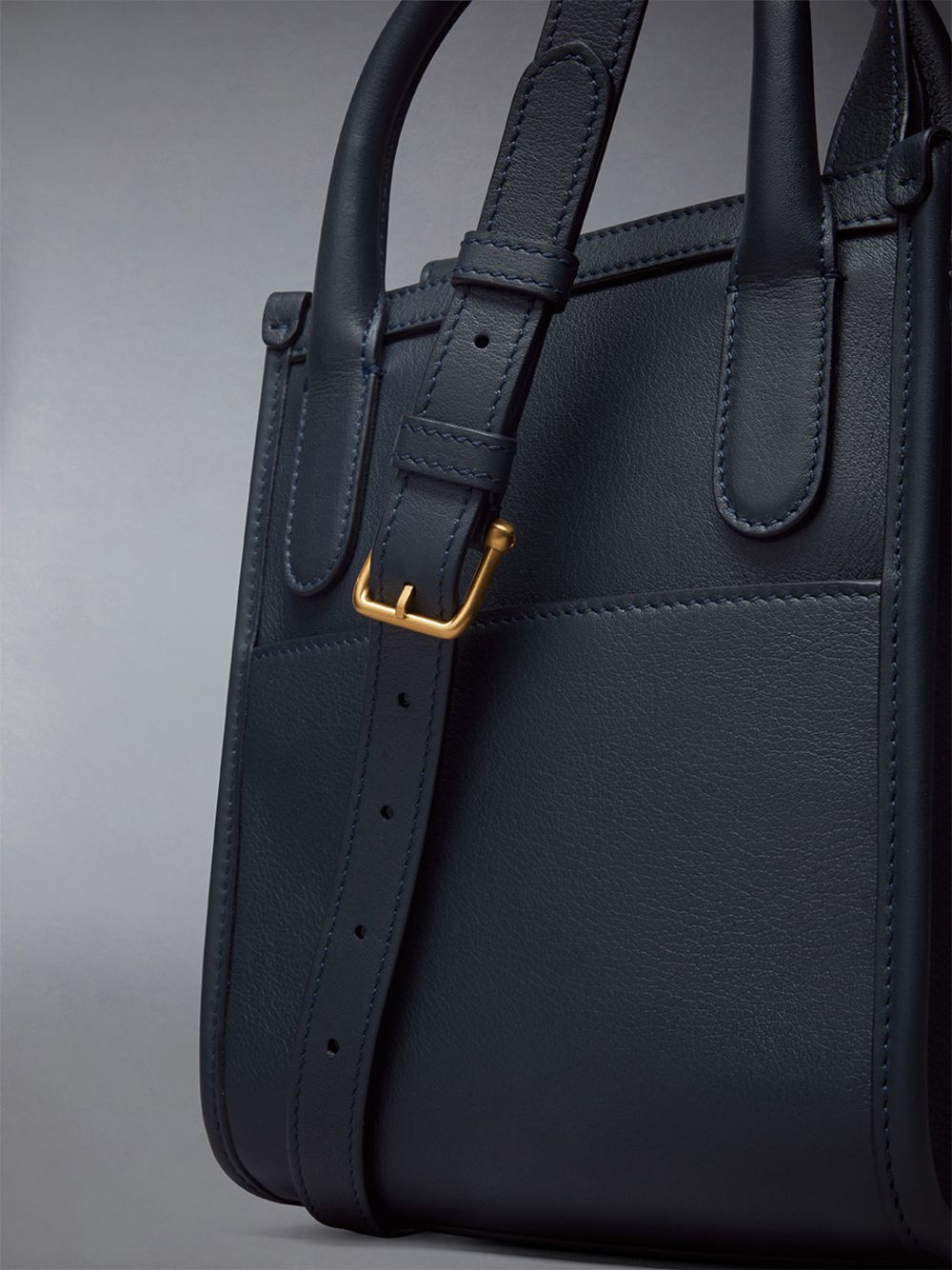 Men Thom Browne Vertical Mini W/ 4 Bar Stripes in Smooth Calf Tote Bags Blue | CBK21G30281