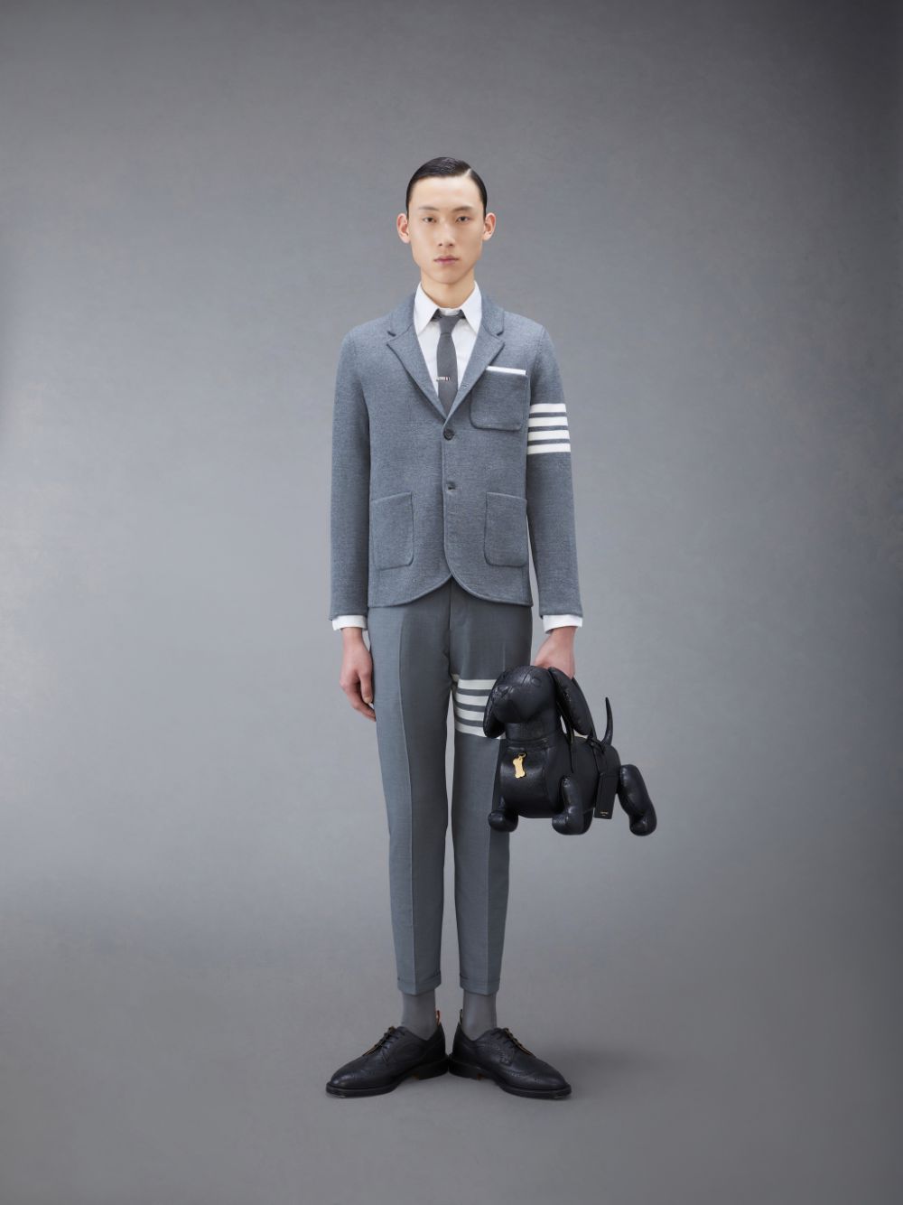 Men Thom Browne Wool 4-Bar Sport Coats Grey | VFX82B68914