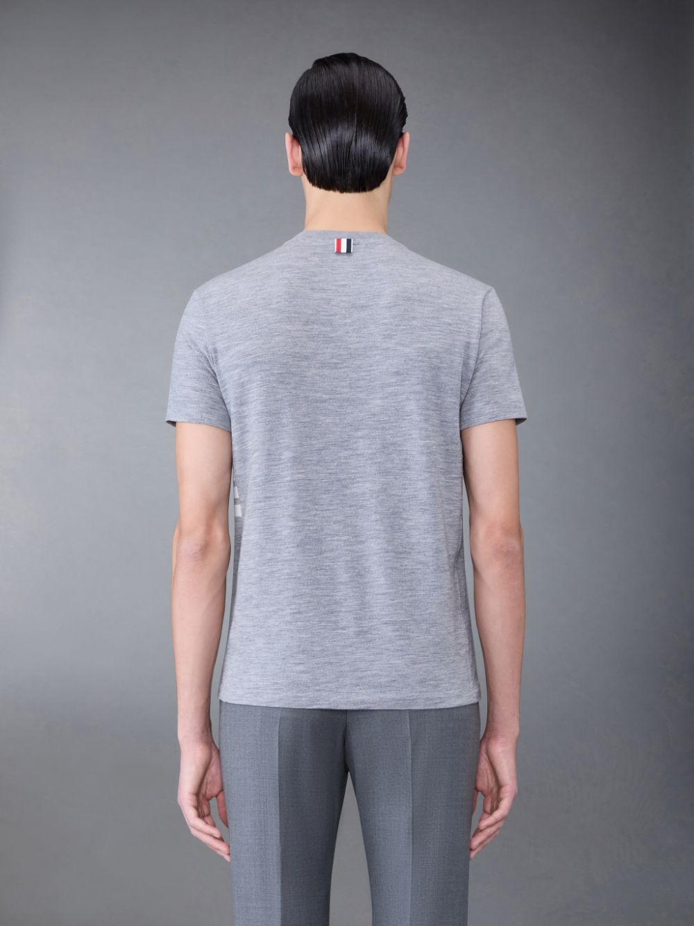 Men Thom Browne Wool Jersey 4-Bar Short Sleeve T Shirts Grey | BAX36O51314