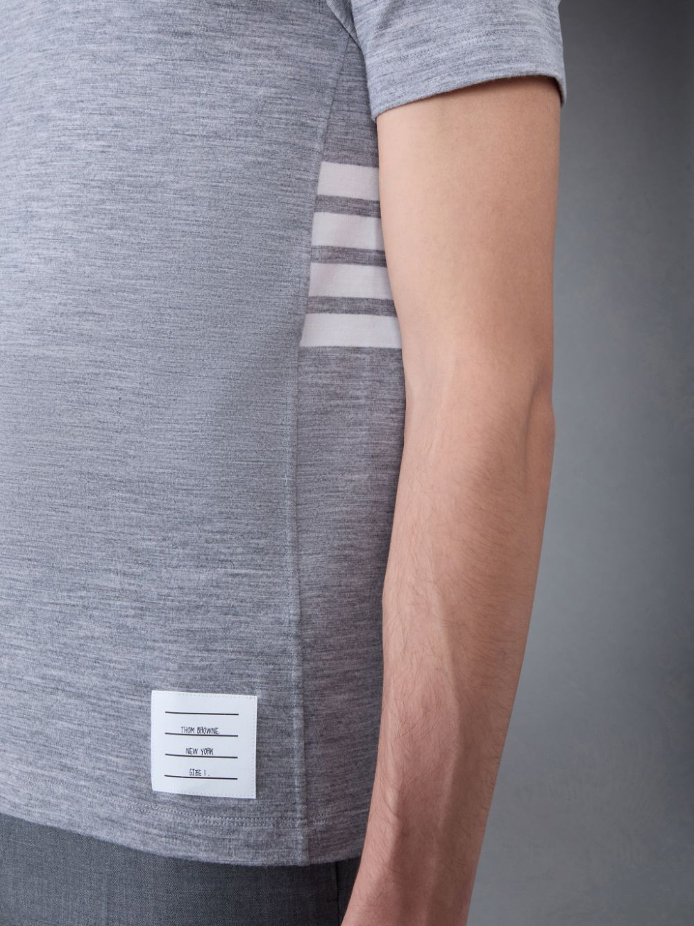 Men Thom Browne Wool Jersey 4-Bar Short Sleeve T Shirts Grey | BAX36O51314
