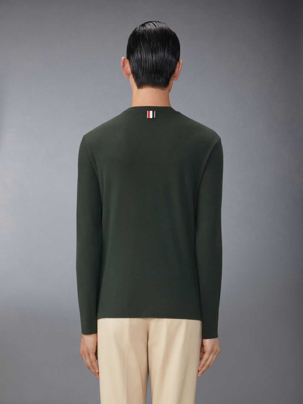 Men Thom Browne Wool Jersey 4-Bar T Shirts Green | XCC63I80646