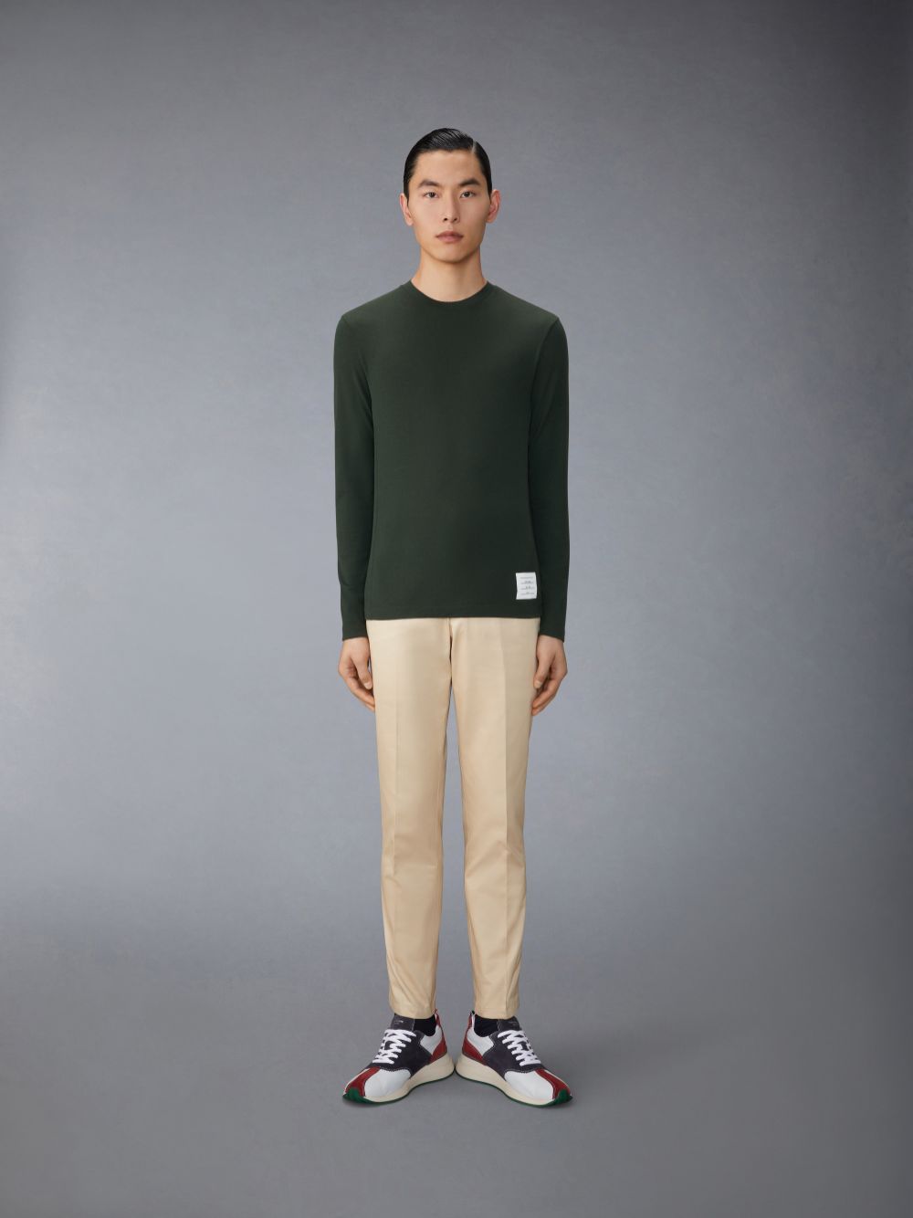 Men Thom Browne Wool Jersey 4-Bar T Shirts Green | XCC63I80646