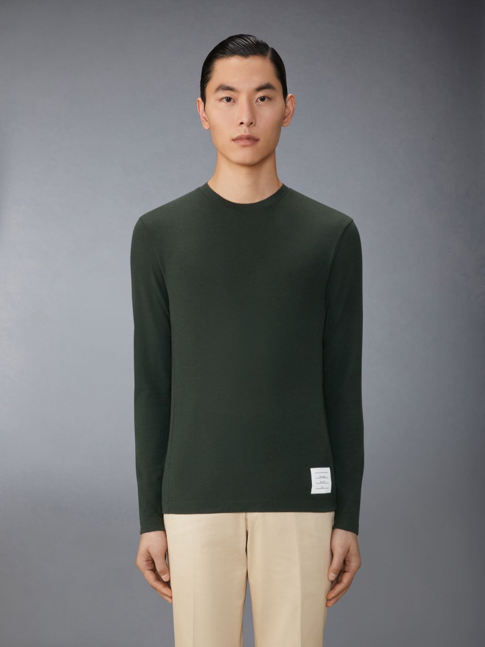 Men Thom Browne Wool Jersey 4-Bar T Shirts Green | XCC63I80646