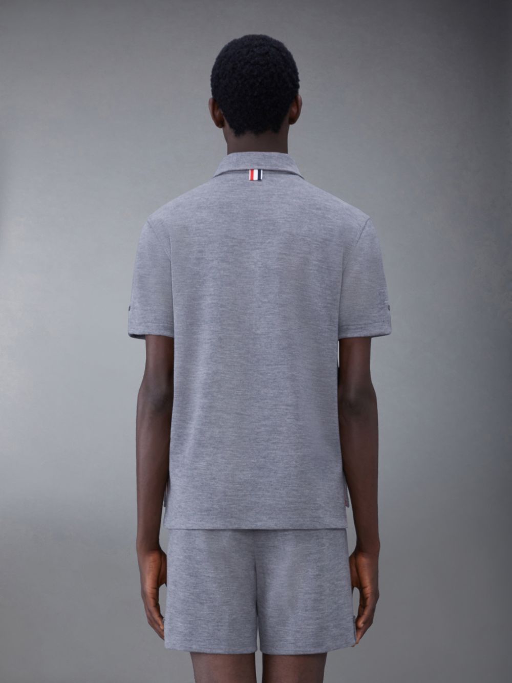 Men Thom Browne Wool Short Sleeve Polo Shirt Grey | AEO80G15810
