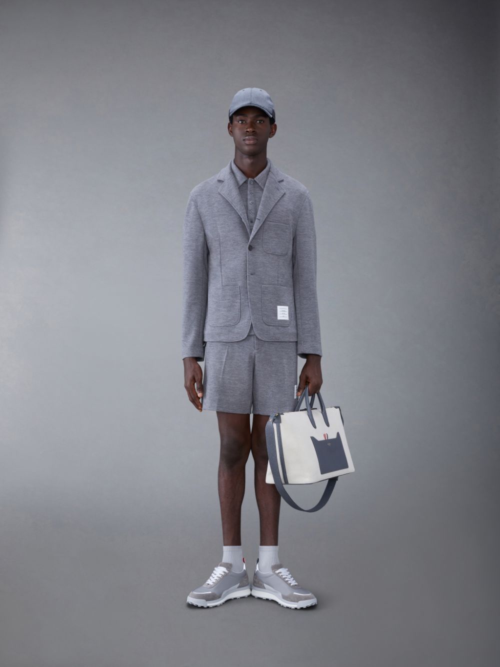 Men Thom Browne Wool Short Sleeve Polo Shirt Grey | AEO80G15810