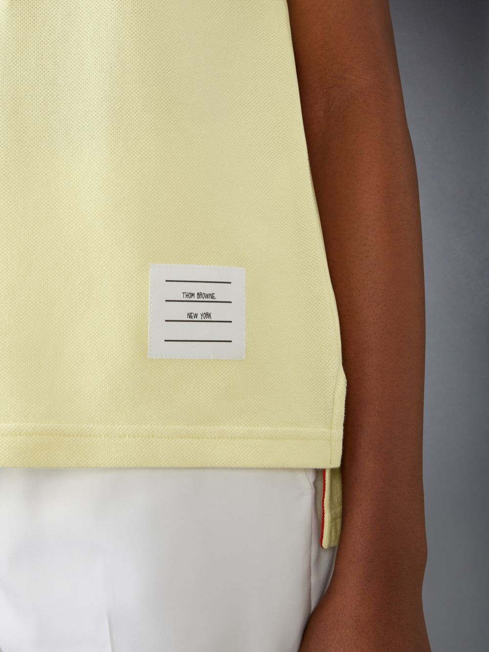 Women Thom Browne 4-Bar short-sleeved Polo Shirt Yellow | MHE16O70861