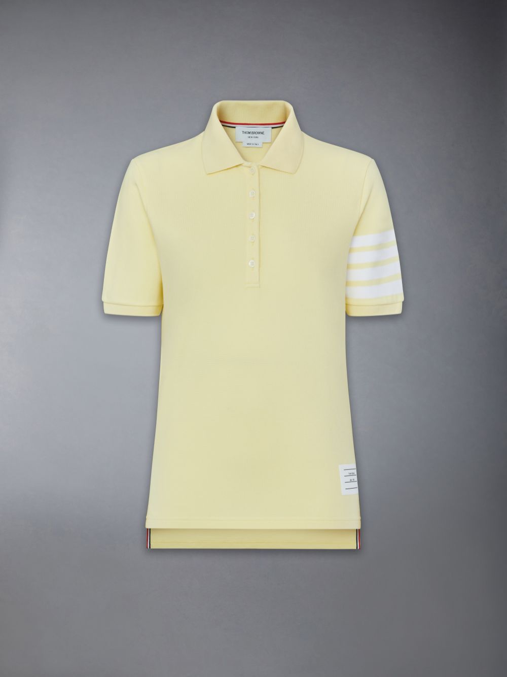 Women Thom Browne 4-Bar short-sleeved Polo Shirt Yellow | MHE16O70861