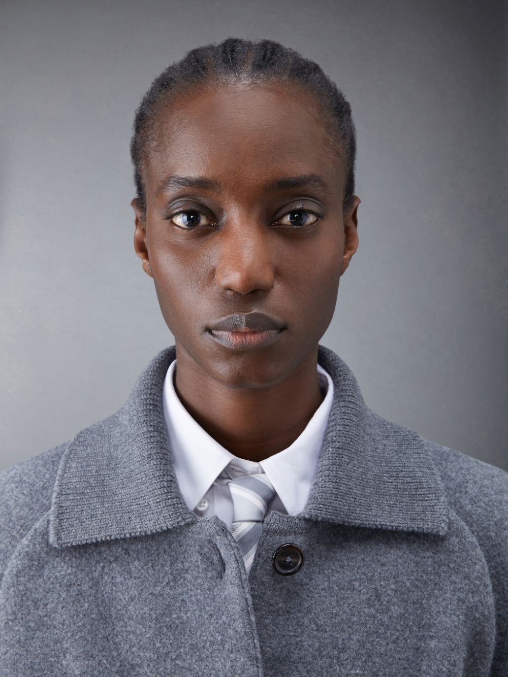 Women Thom Browne Boiled Wool Milano 4-Bar Cropped Car Coats Grey | LRL83I31524