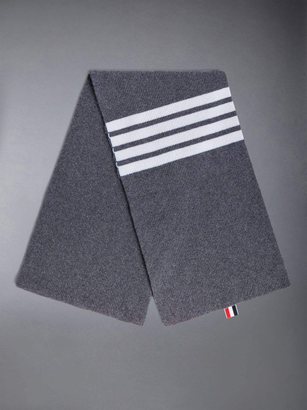Women Thom Browne CASHMERE RIB 4-BAR Scarf Grey | GDO20P18197
