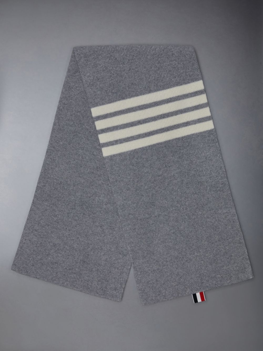 Women Thom Browne CASHMERE RIB 4-BAR Scarf Grey | HHY88L58815