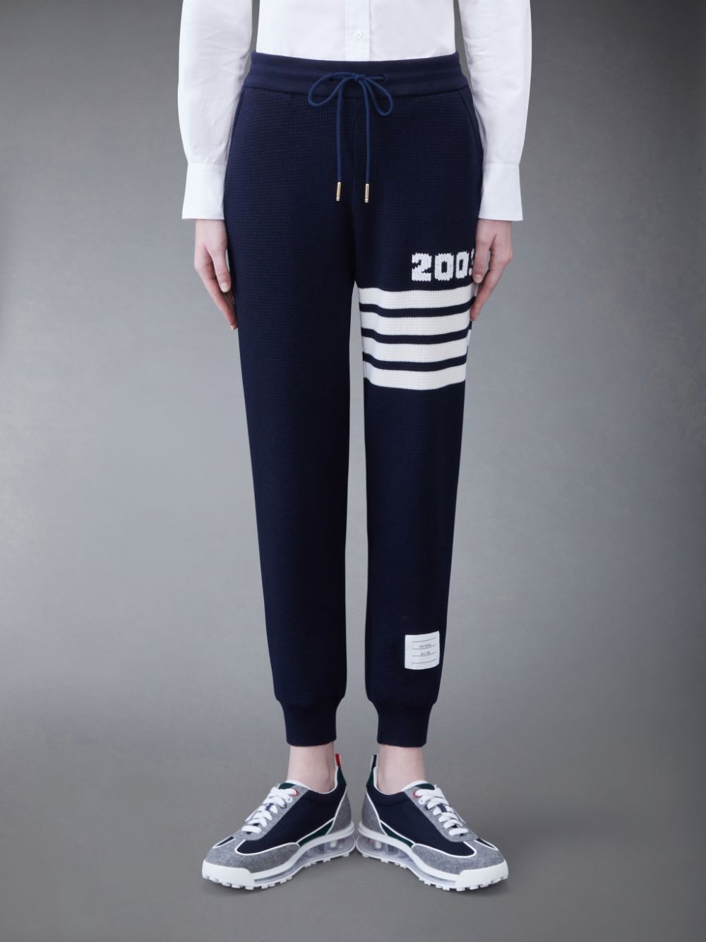 Women Thom Browne CASHMERE WAFFLE 2003 4-BAR Sweatpants Blue | ZUY70T87871