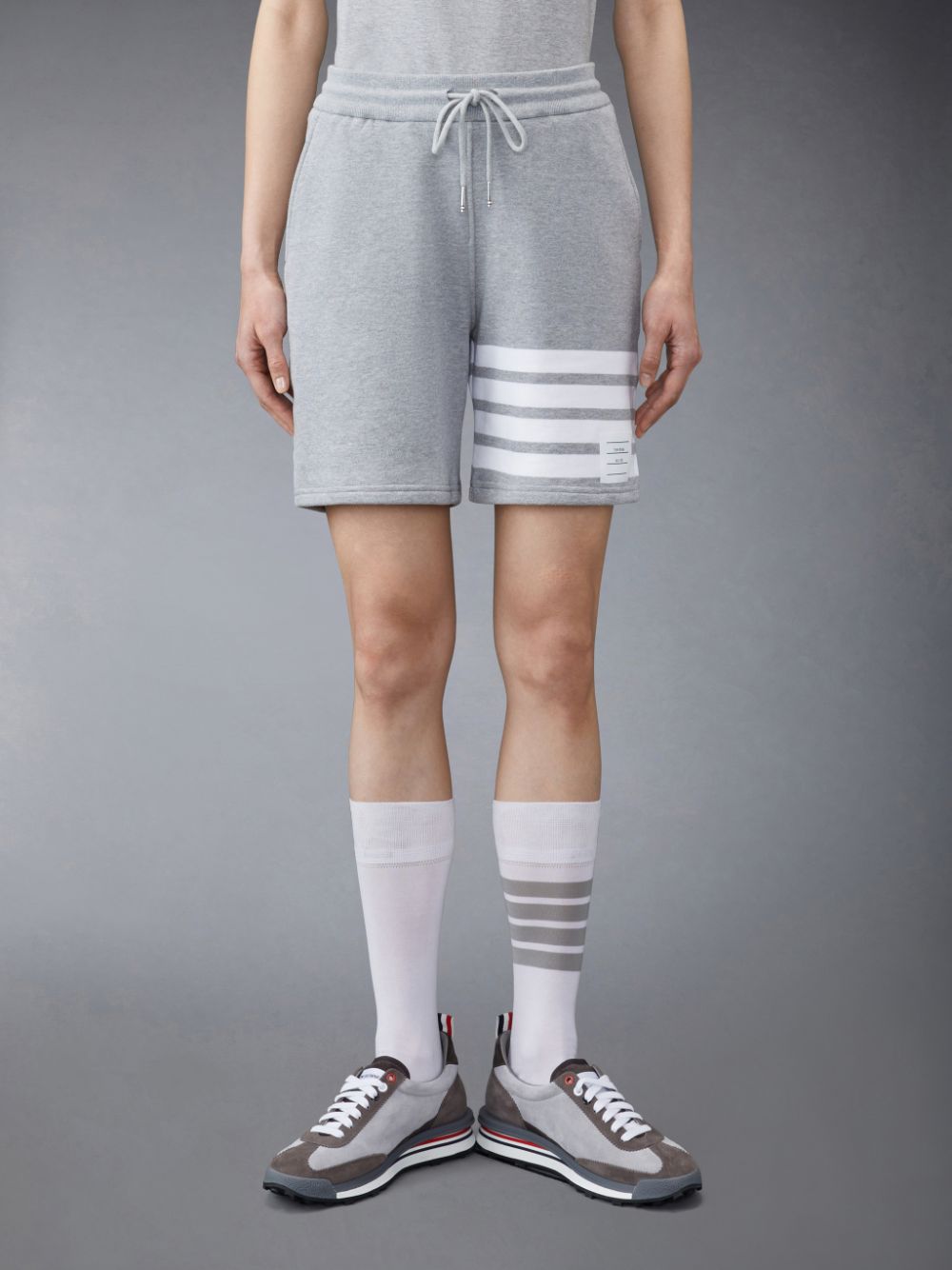 Women Thom Browne Classic Loopback 4-Bar Shorts Grey | WZA80D34167