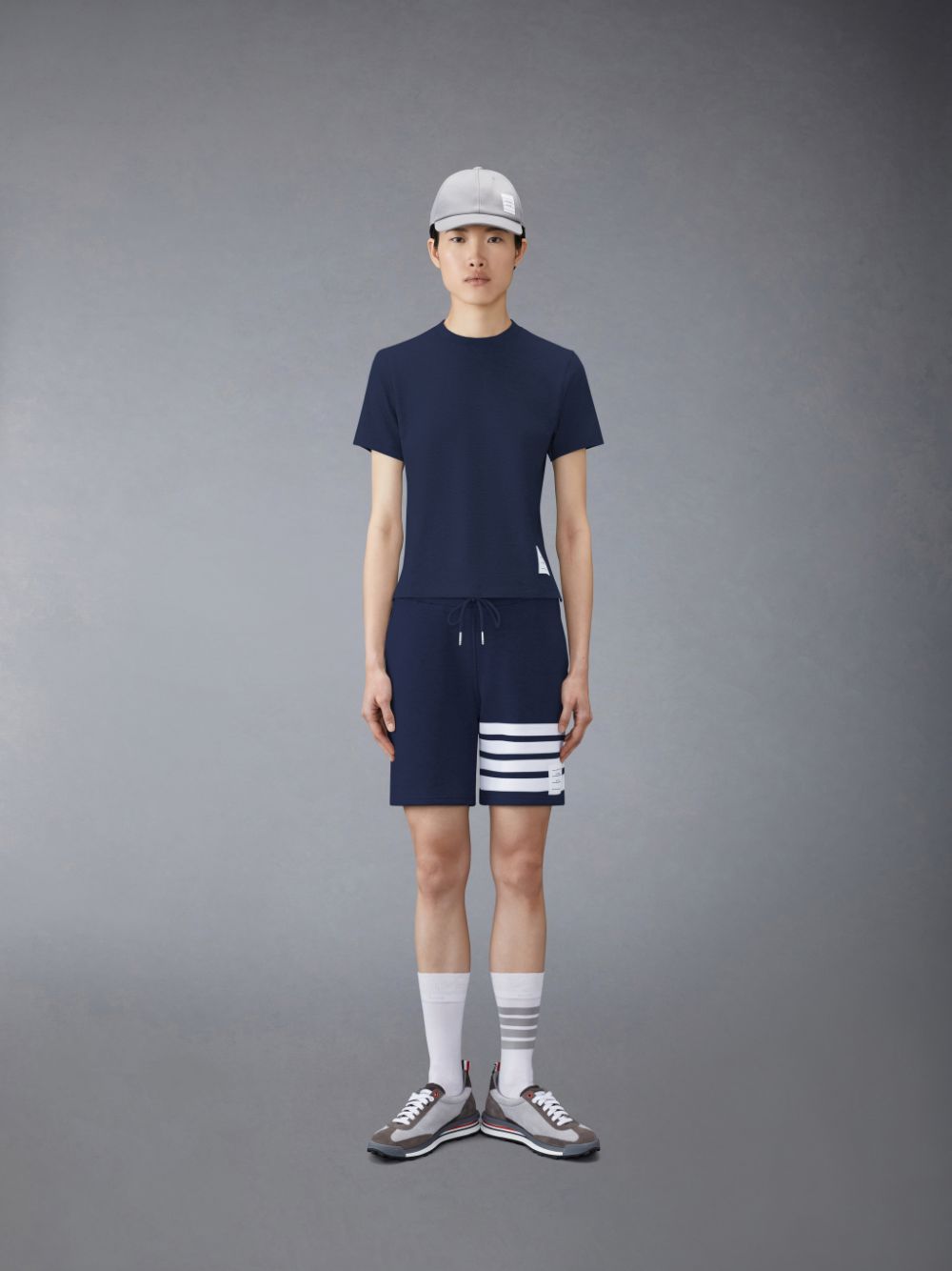 Women Thom Browne Classic Loopback 4-Bar Shorts Blue | TIP43B84038