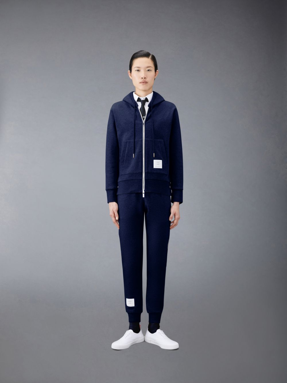Women Thom Browne Classic Loopback Stripe Full Zip Hoodie Blue | WIA79Y70100