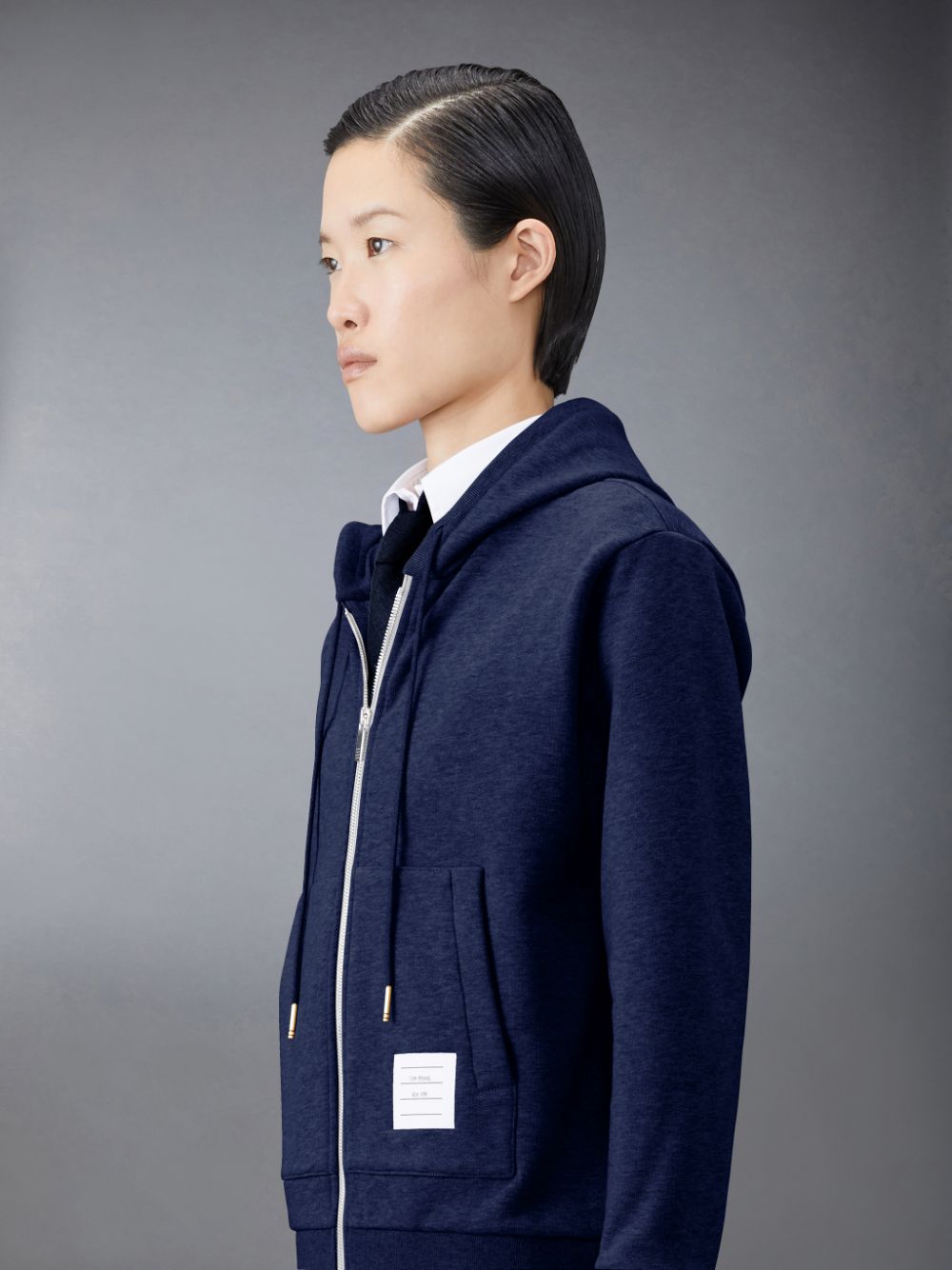 Women Thom Browne Classic Loopback Stripe Full Zip Hoodie Blue | WIA79Y70100