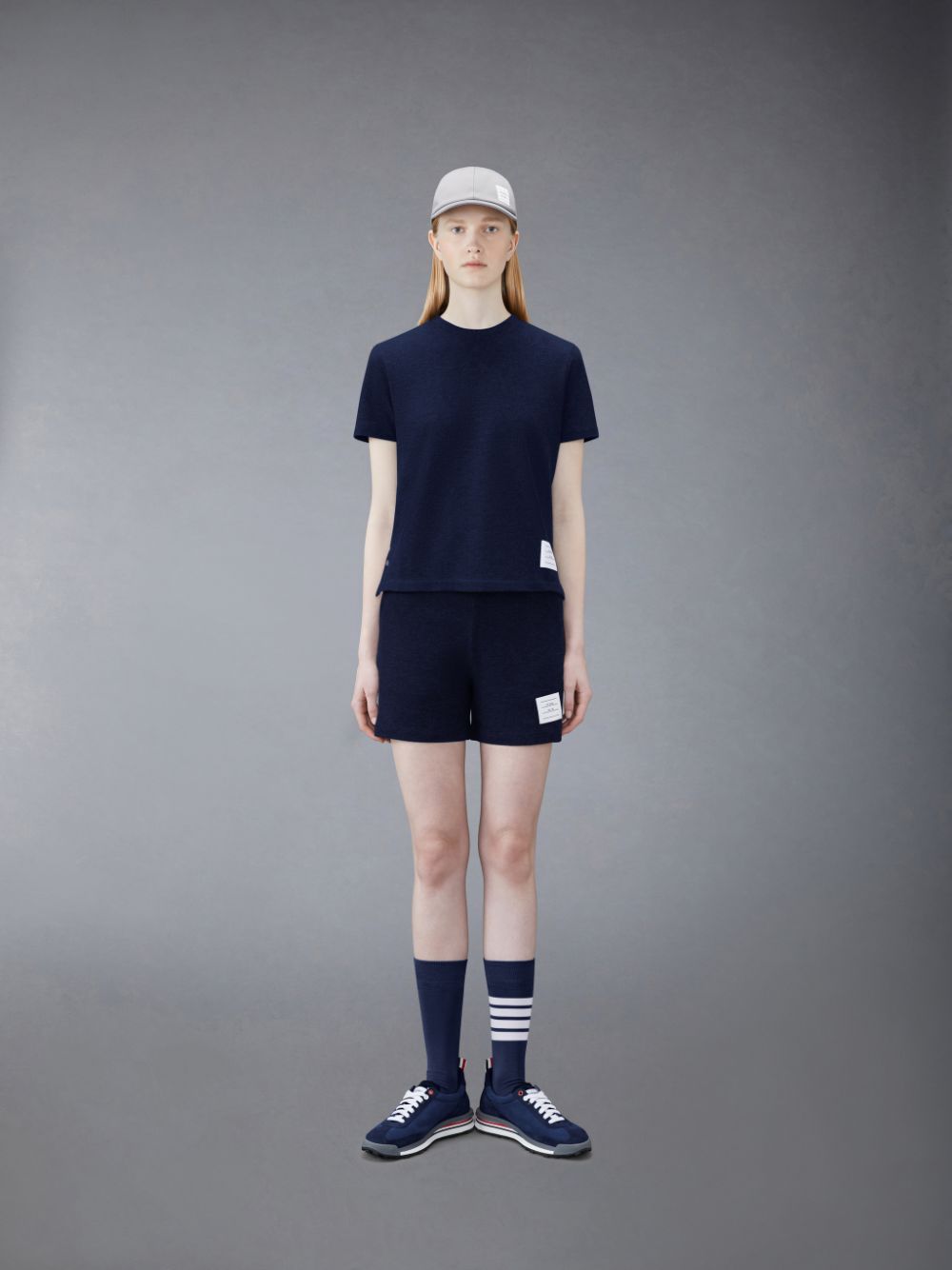 Women Thom Browne Classic Pique Stripe Shorts Blue | DUW51H28696