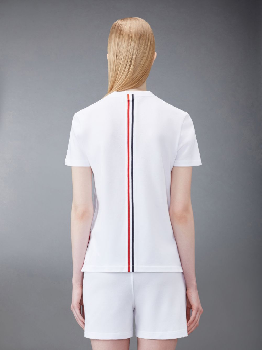 Women Thom Browne Classic Pique Stripe T Shirts White | AQU43I57767