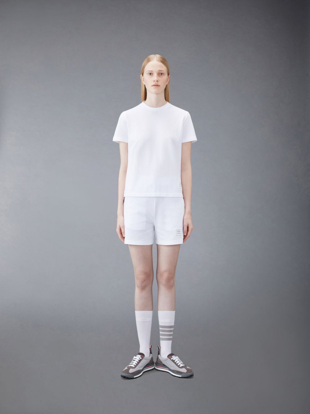 Women Thom Browne Classic Pique Stripe T Shirts White | AQU43I57767