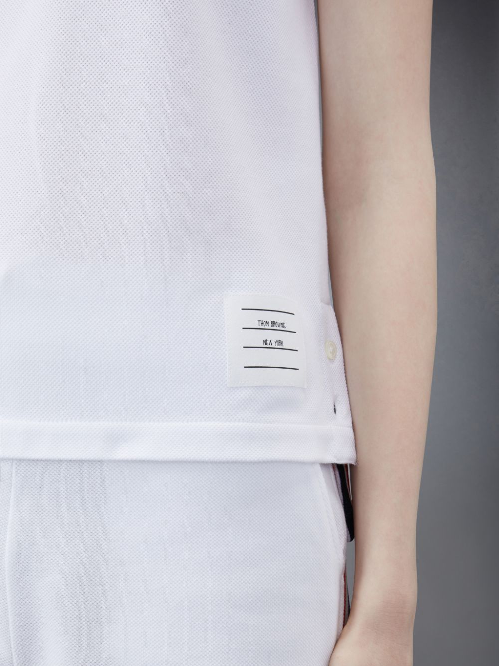 Women Thom Browne Classic Pique Stripe T Shirts White | AQU43I57767