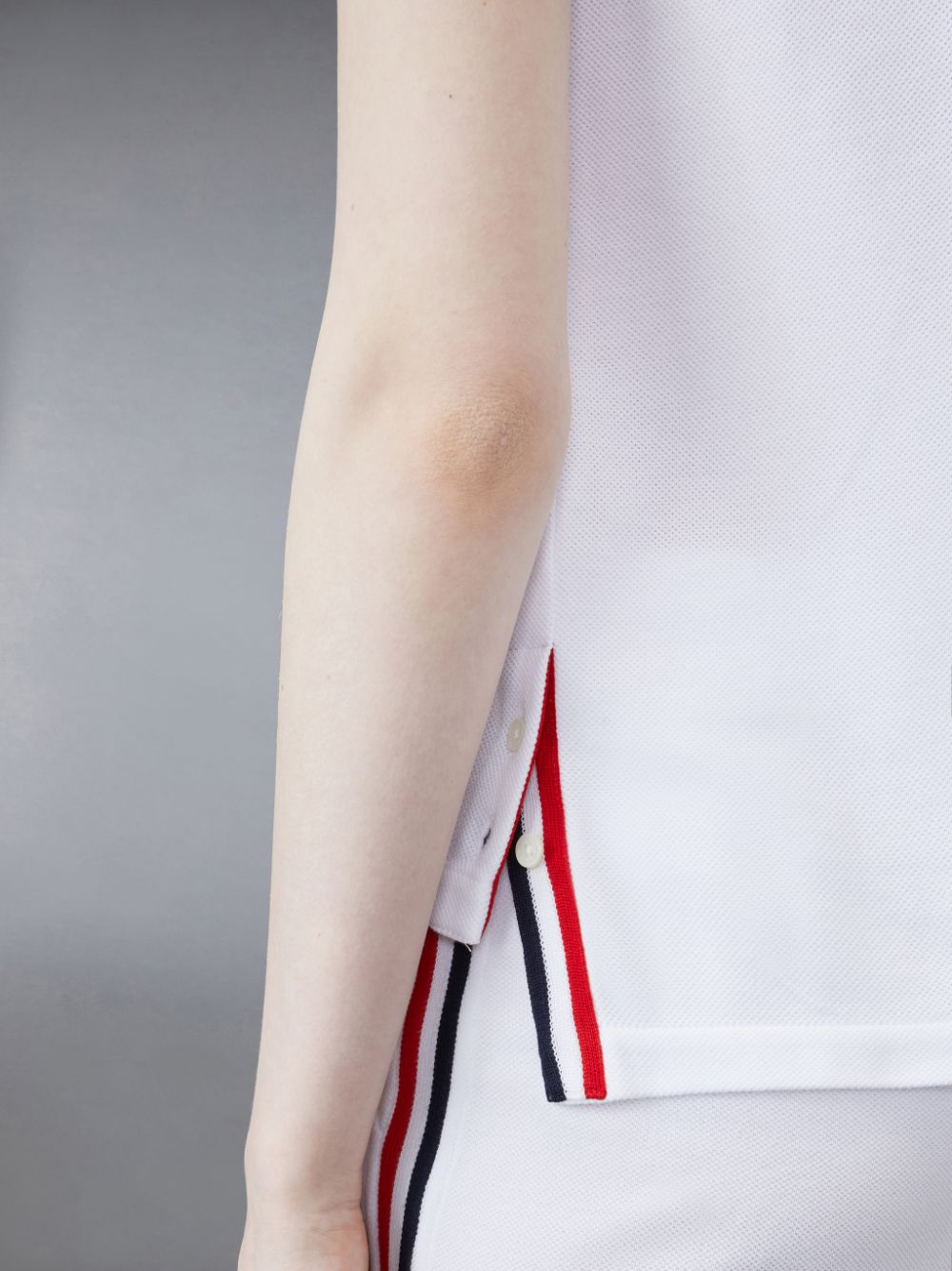 Women Thom Browne Classic Pique Stripe T Shirts White | AQU43I57767
