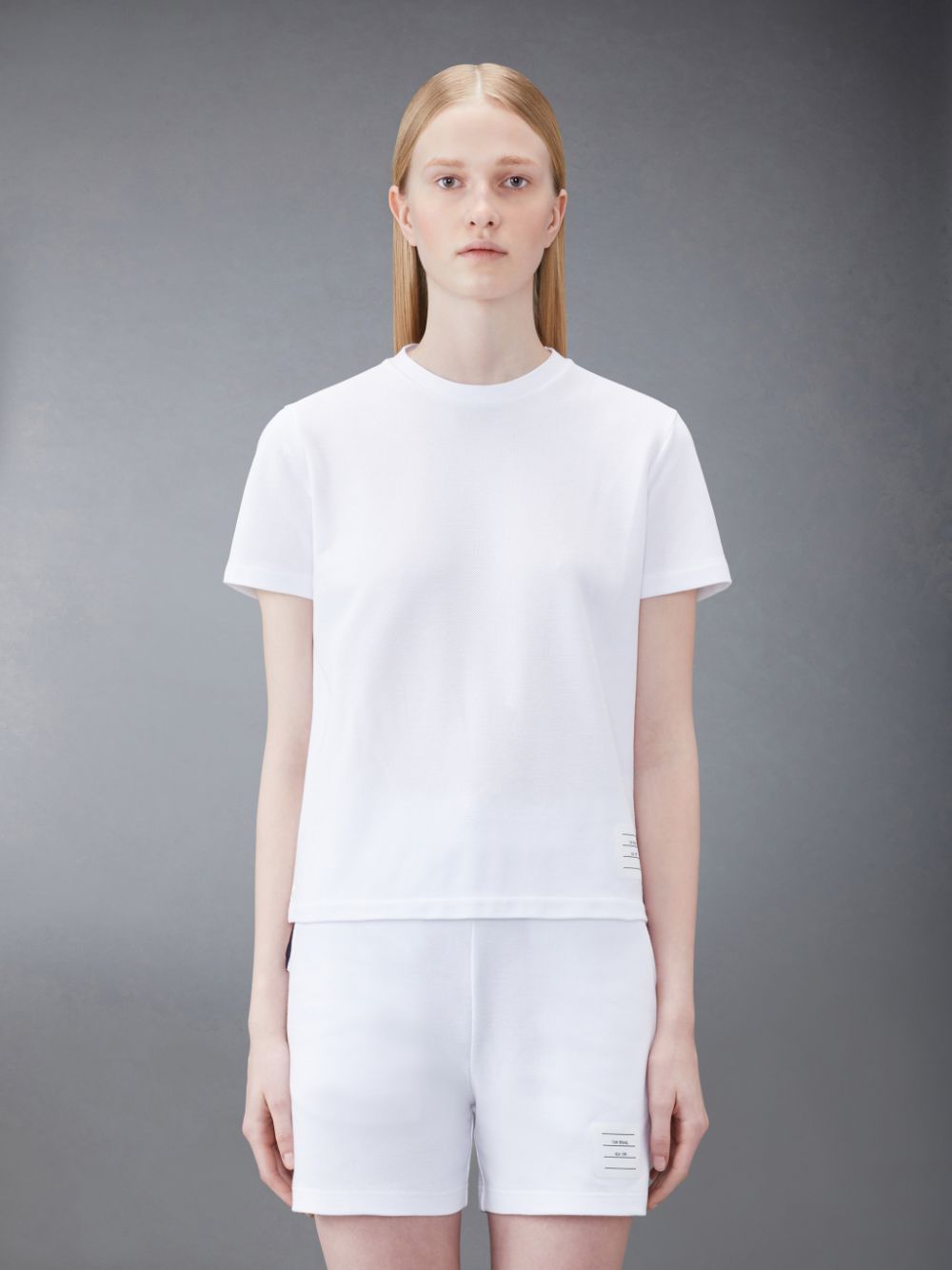 Women Thom Browne Classic Pique Stripe T Shirts White | AQU43I57767