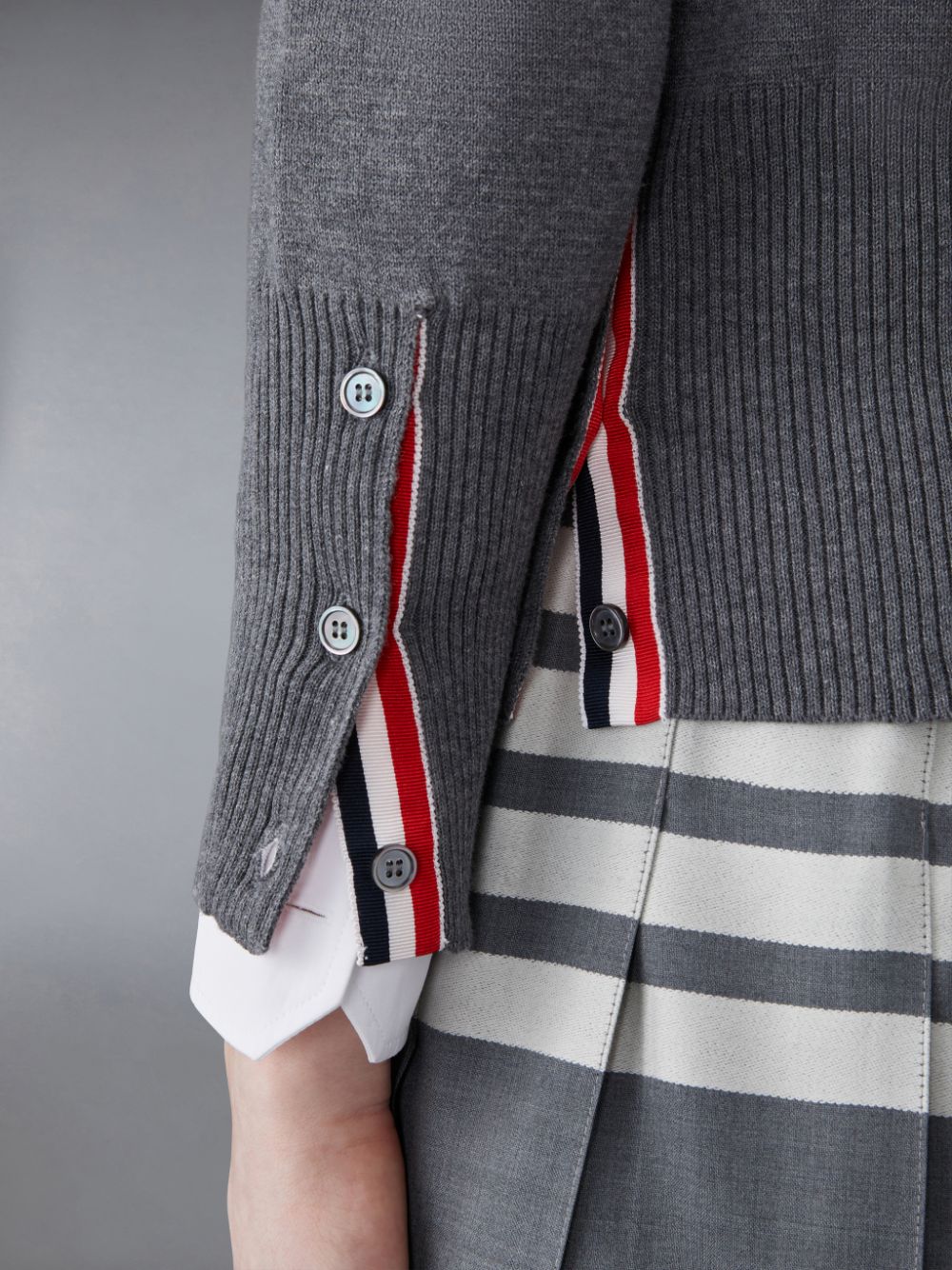 Women Thom Browne Cotton 4-Bar Classic Milano Stitch Pullover Grey | KNT31A16546