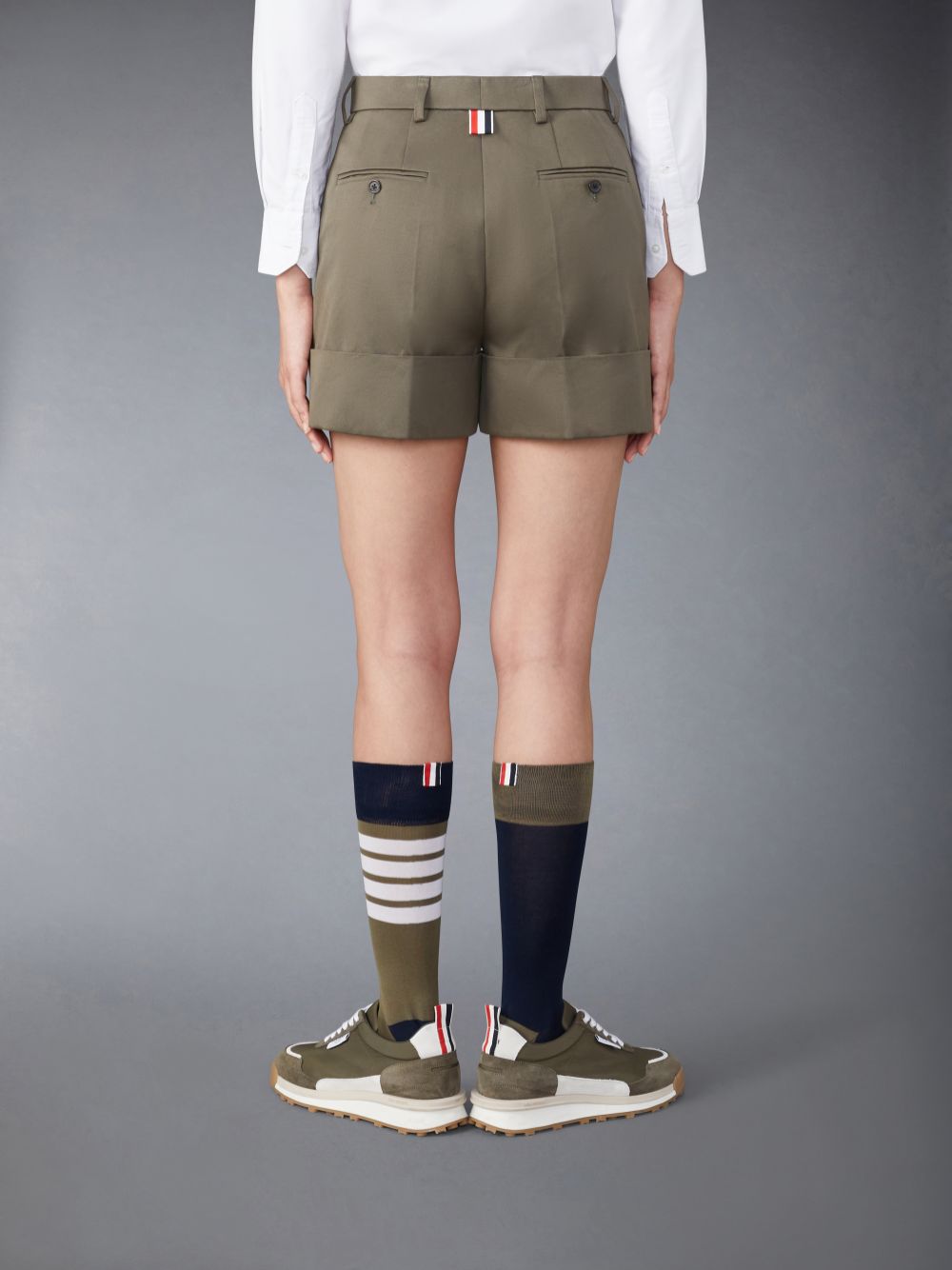 Women Thom Browne Cotton Twill Sack Shorts Green | SDH43C39205