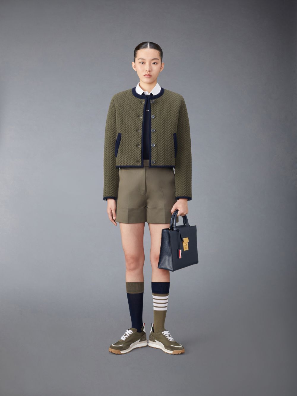 Women Thom Browne Cotton Twill Sack Shorts Green | SDH43C39205