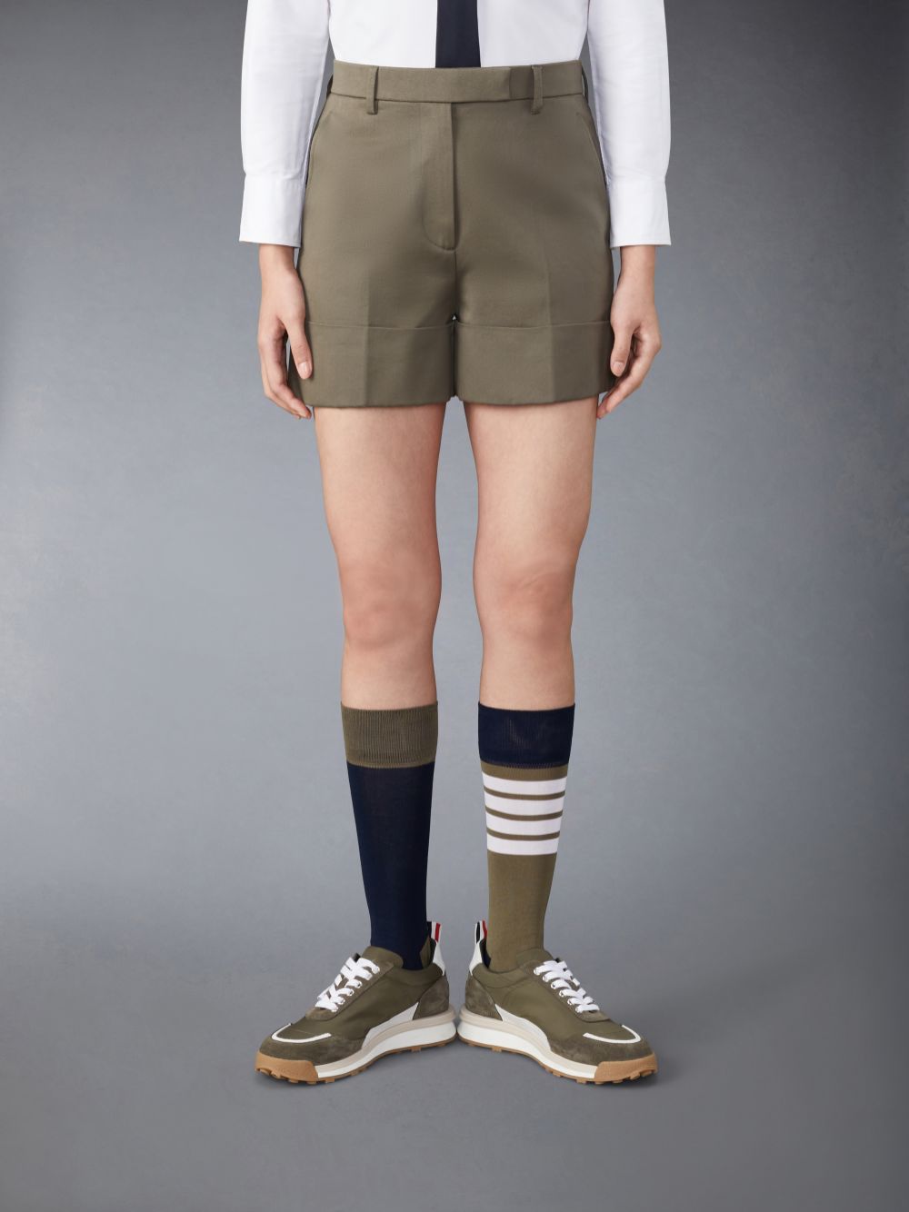 Women Thom Browne Cotton Twill Sack Shorts Green | SDH43C39205