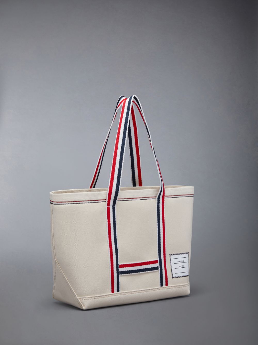 Women Thom Browne Double Face Canvas Small Tool Tote Bags White | WSM46J48585
