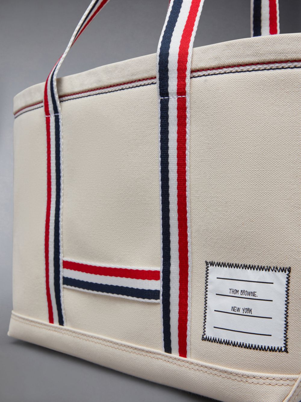 Women Thom Browne Double Face Canvas Small Tool Tote Bags White | WSM46J48585