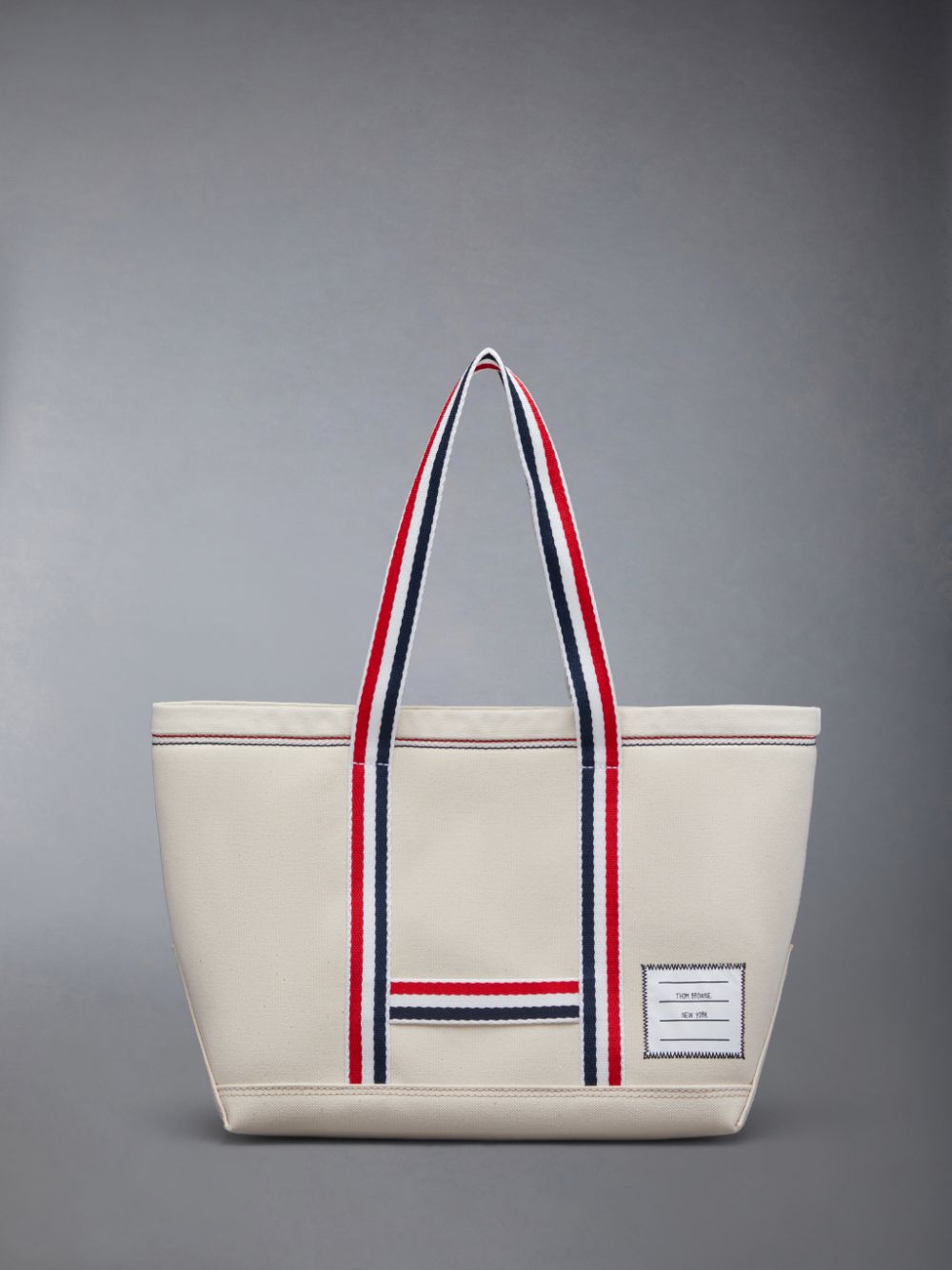Women Thom Browne Double Face Canvas Small Tool Tote Bags White | WSM46J48585