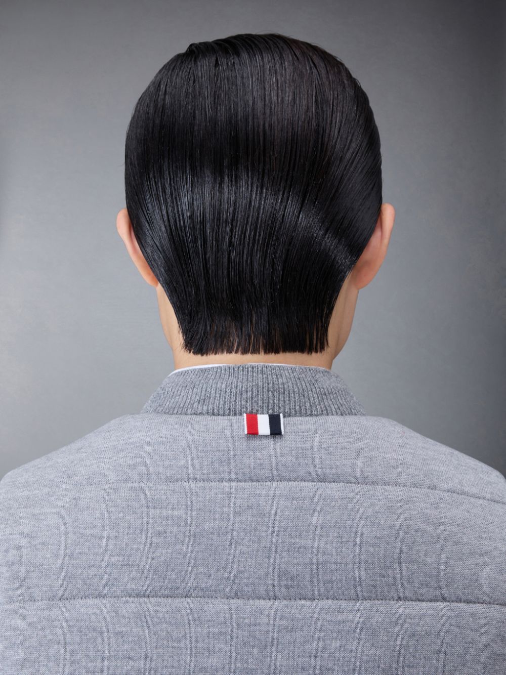 Women Thom Browne FINE MERINO AND JERSEY PADDED REVERSIBLE 4-BAR FUNNEL NECK Jackets Grey | AUF66Q11259