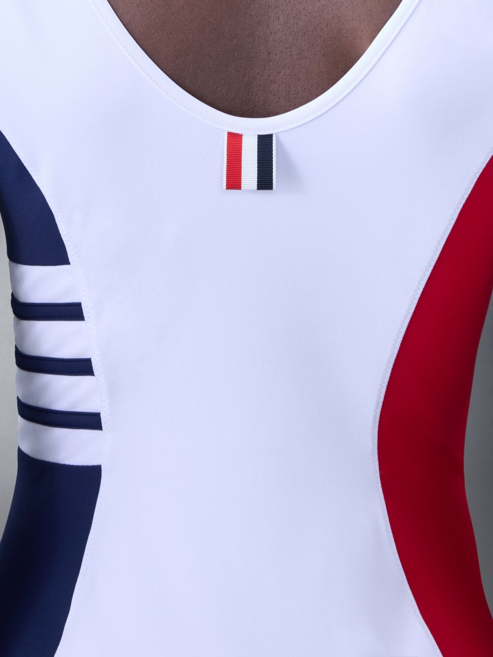 Women Thom Browne Funmix 4-Bar One Piece Swimsuits White | CCR03S46117