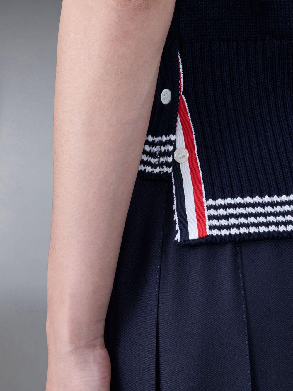 Women Thom Browne Jersey 4-Bar Pointelle T Shirts Blue | QHG70B31837