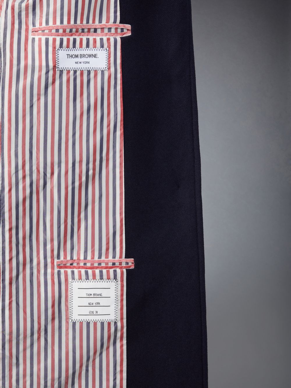 Women Thom Browne Melton Wool 4-Bar Chesterfield Coats Navy | VIN09P08265