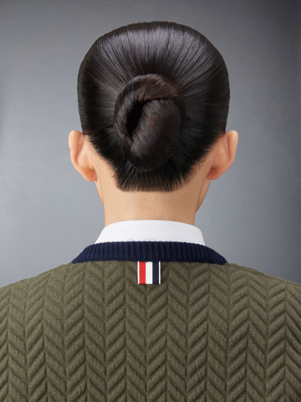Women Thom Browne Merino Wool Herringbone Quilted Cropped Cardigan Jackets Green | DCR68W67925