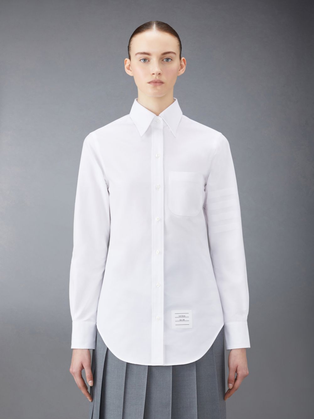 Women Thom Browne Oxford 4-Bar Shirts White | MJO18L37726