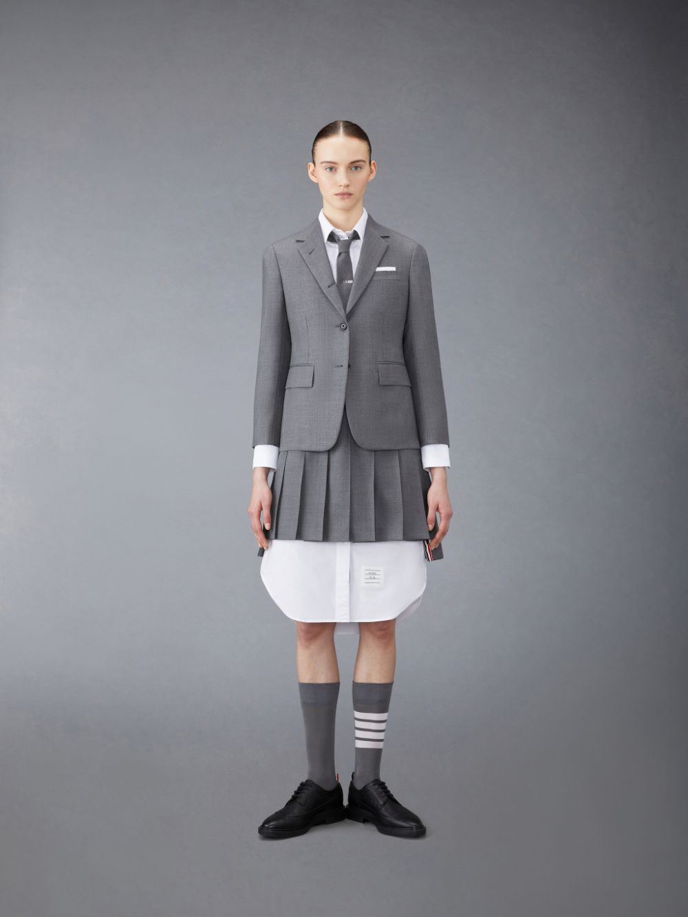 Women Thom Browne Oxford Stripe Shirt Dress White | TOL93D74711