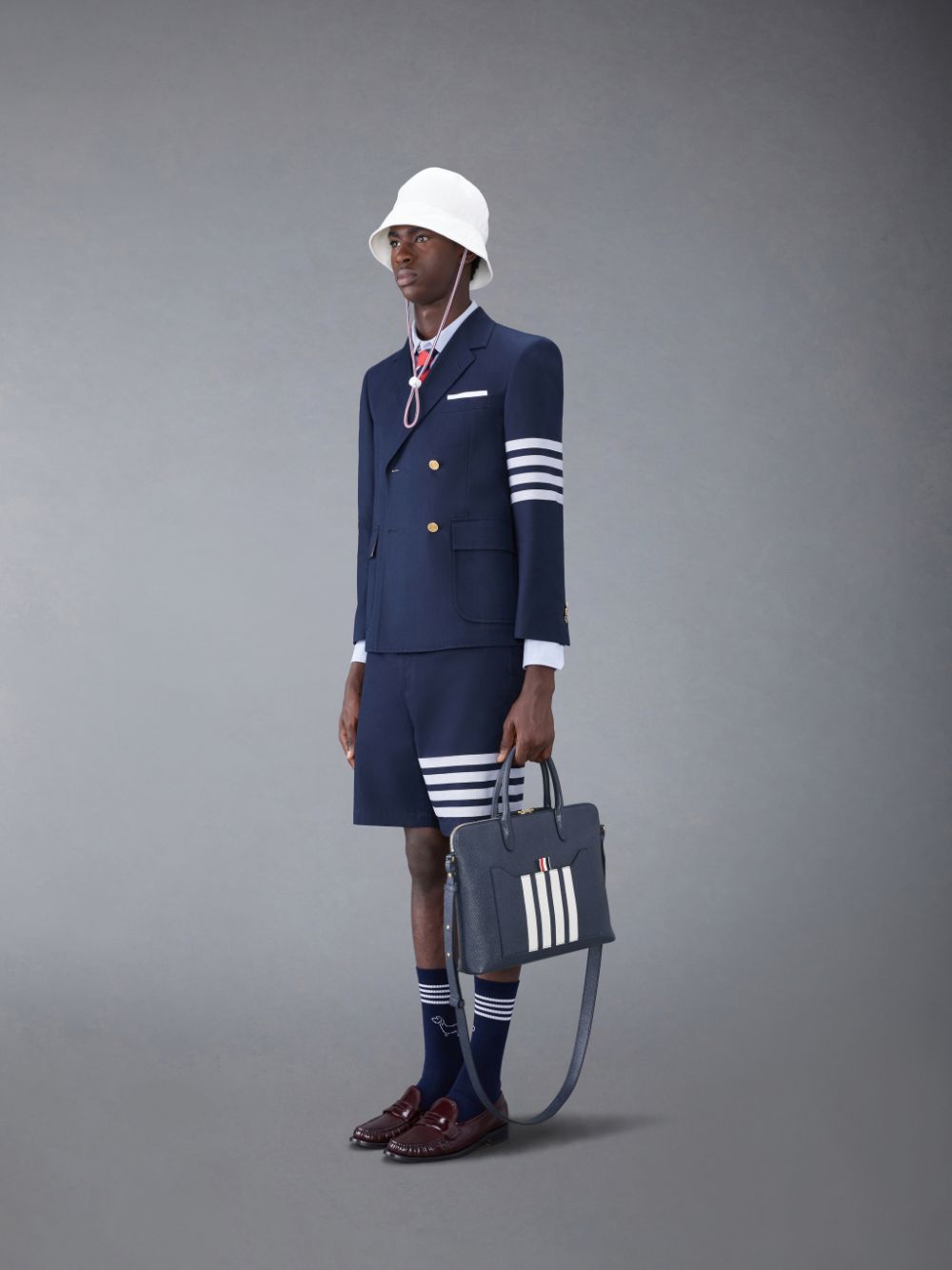 Women Thom Browne Pebble Grain 4-Bar Business Bags Blue | EOZ16X50766