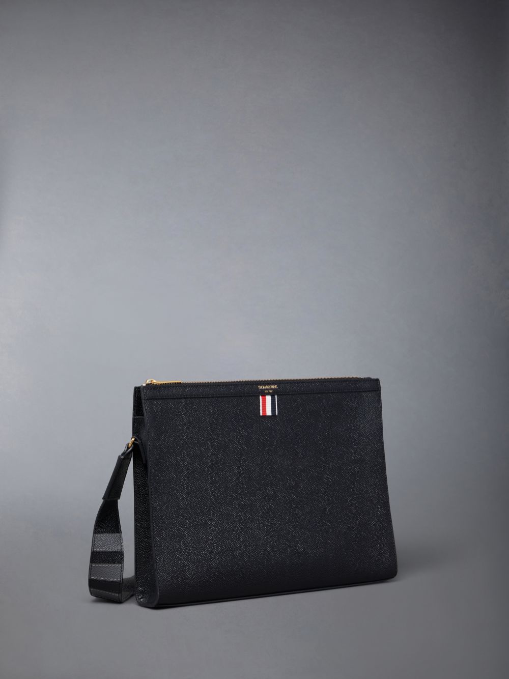 Women Thom Browne Pebble Grain 4-Bar Document Holder Crossbody Bags Black | EPD49Q40373